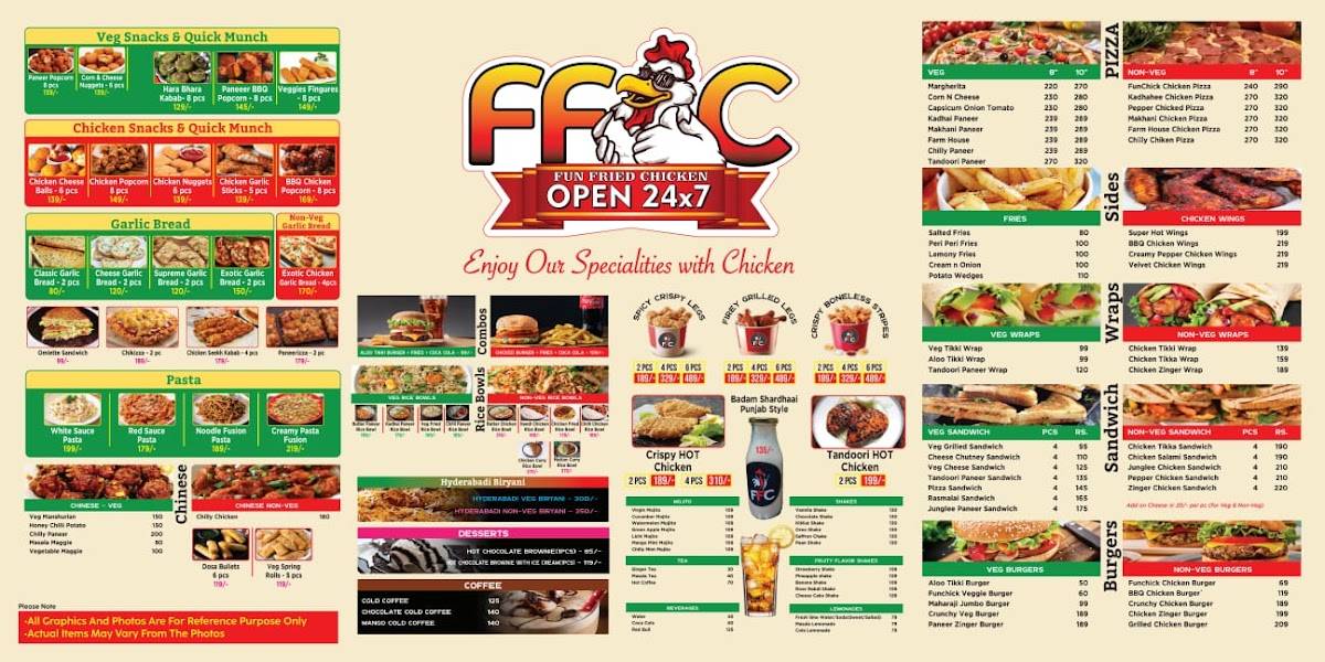 FFC-FRESH FRIED CHICK-LATE NIGHT RESTAURANT menu