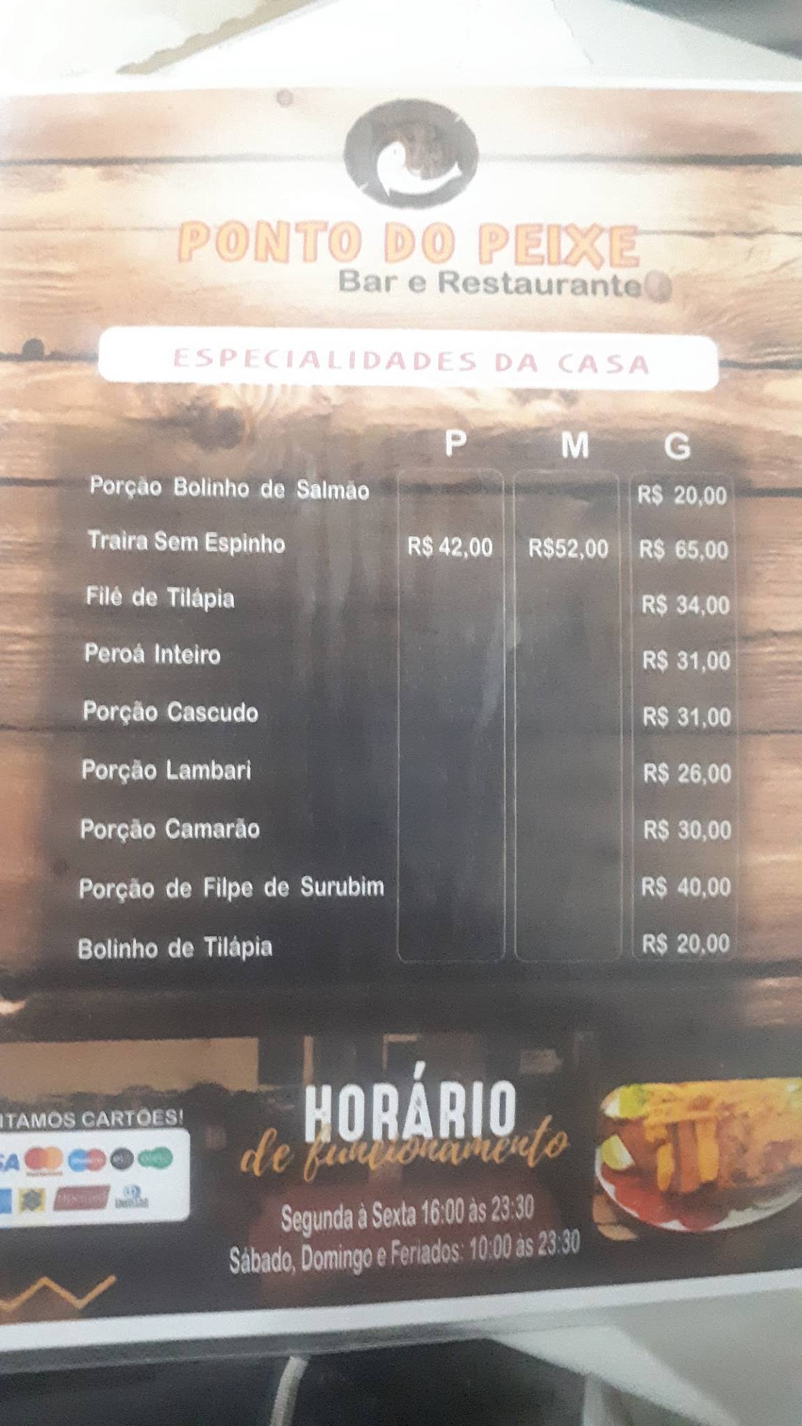 Ponto do Peixe cardápio