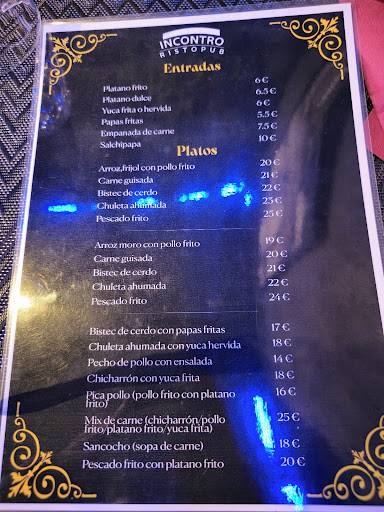 Menu di Incontro Ristopub 