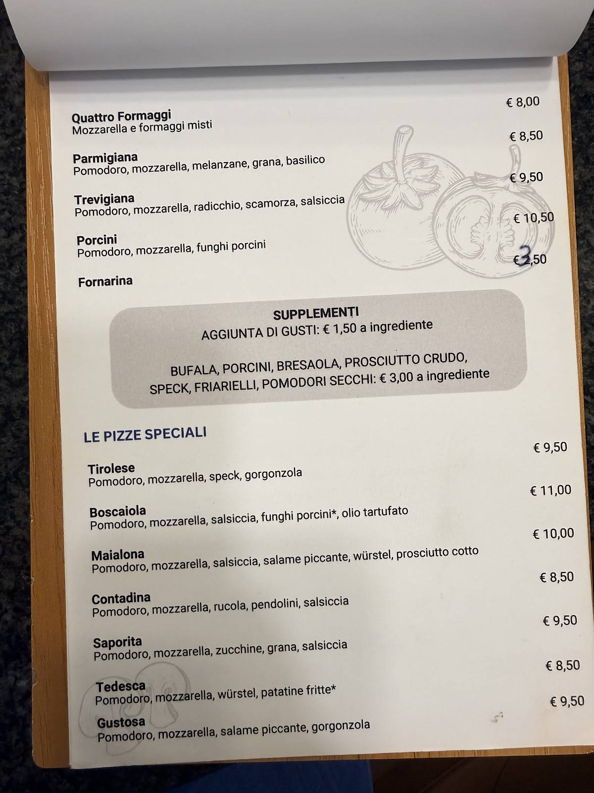 Menu di Le Ruote di Rivabella 