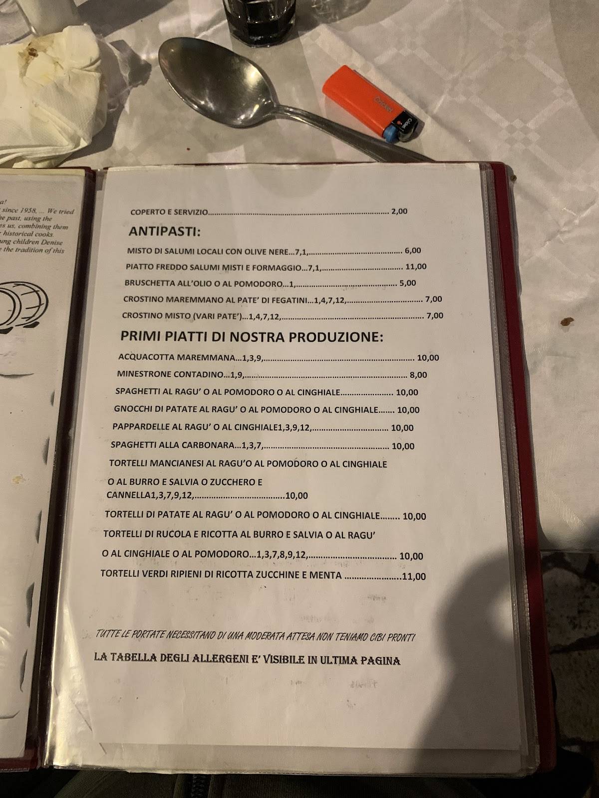 Menu di L'etrusca 