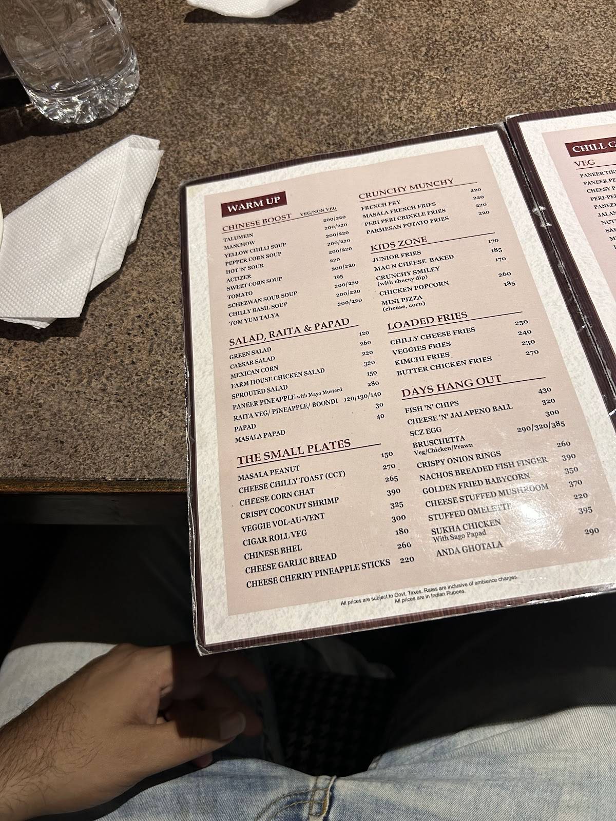 Moksha menu