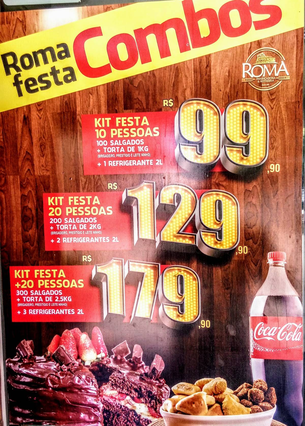 Panificadora Roma cardápio