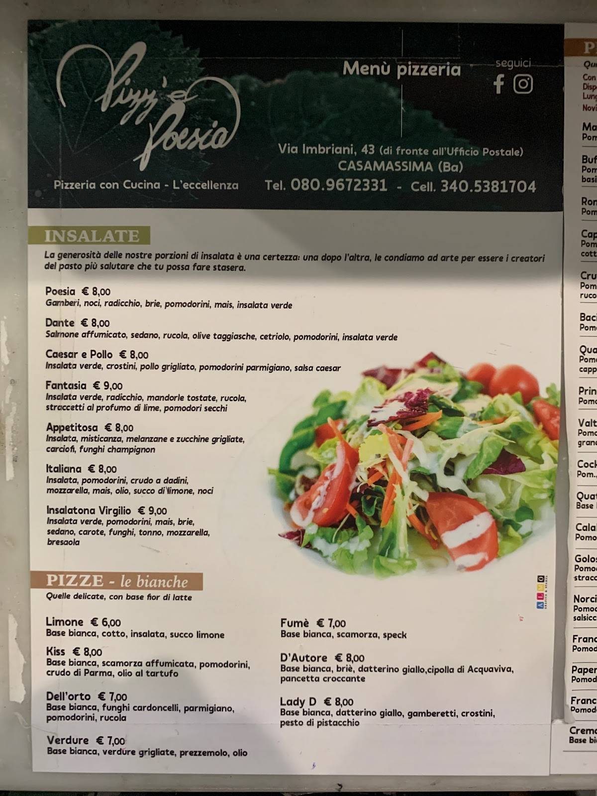 Menu di Pizz' Poesia 