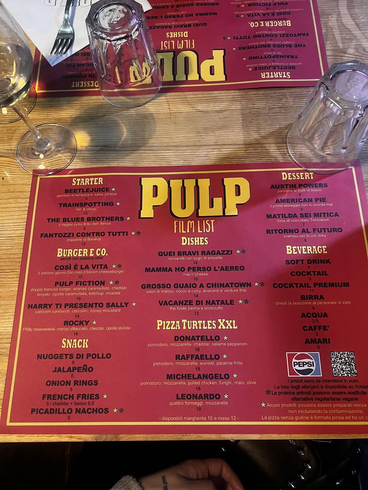 Menu di Pulp Restaurant 