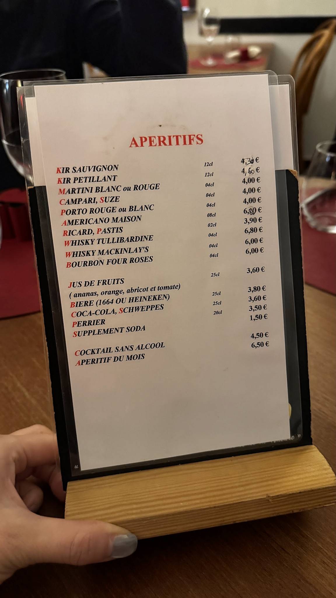 Menu de Les Banquettes Rouges