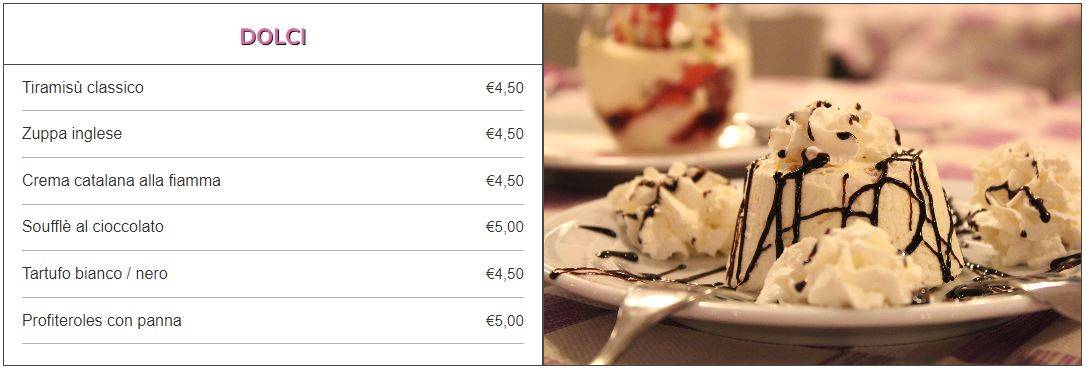 Menu di Ristorante Pizzeria Piazza Ricci 