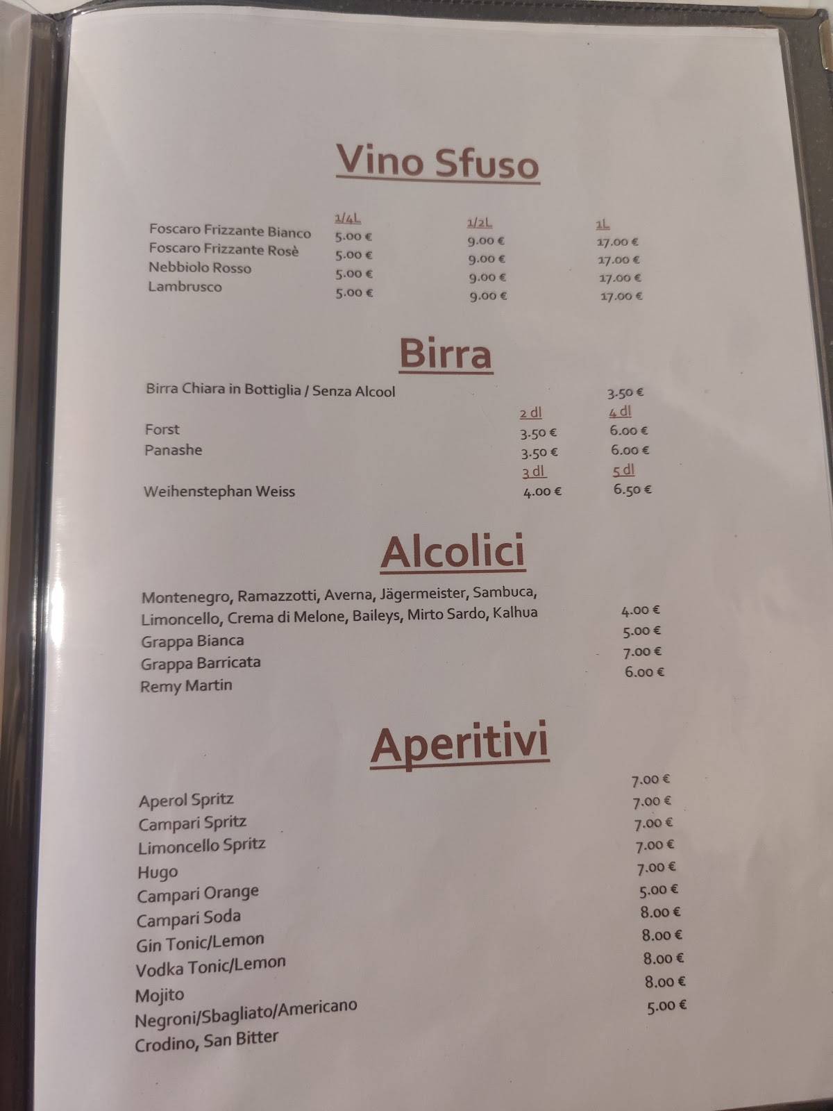 Menu di Ristorante Riviera Lago 