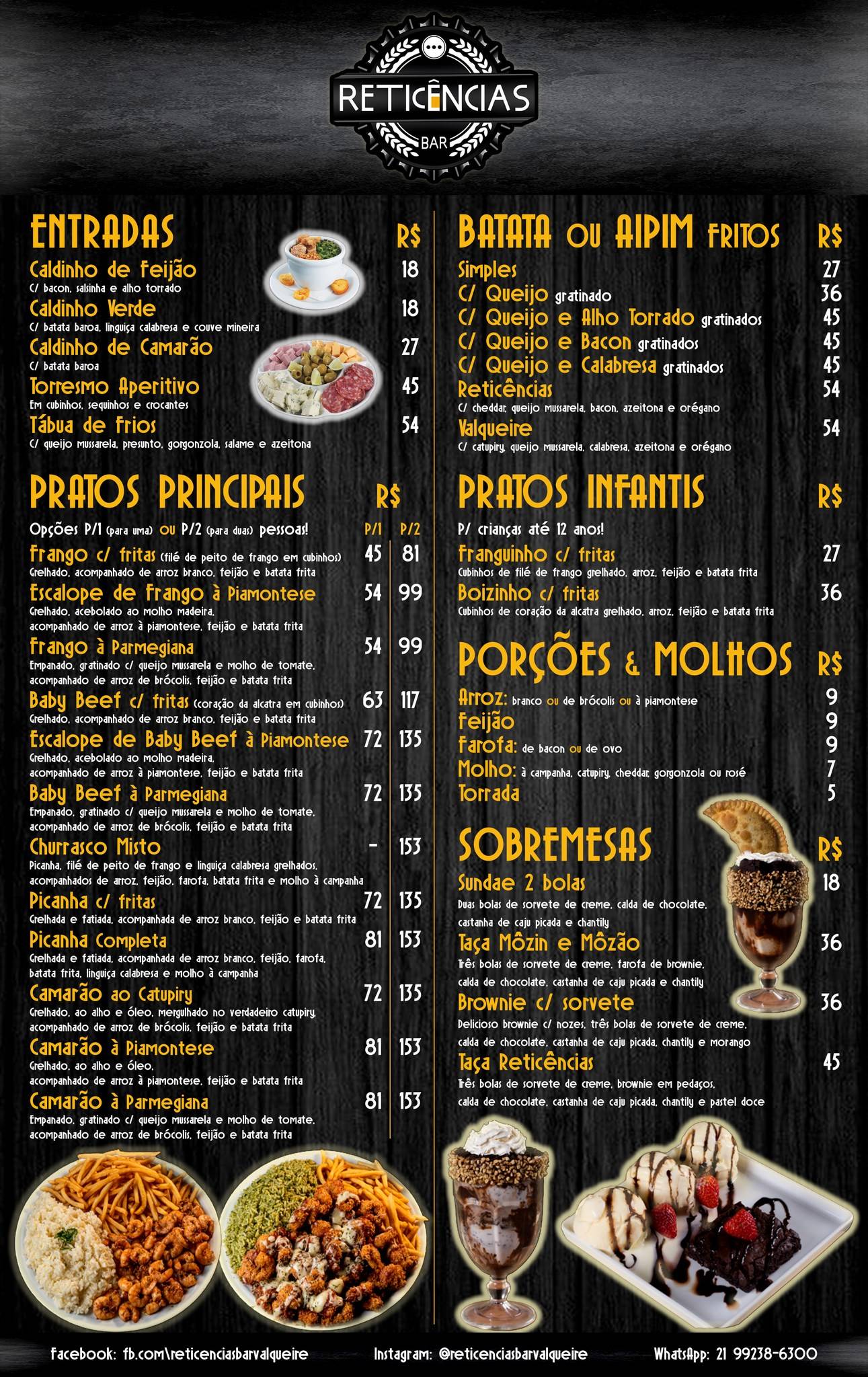 Reticências Bar cardápio