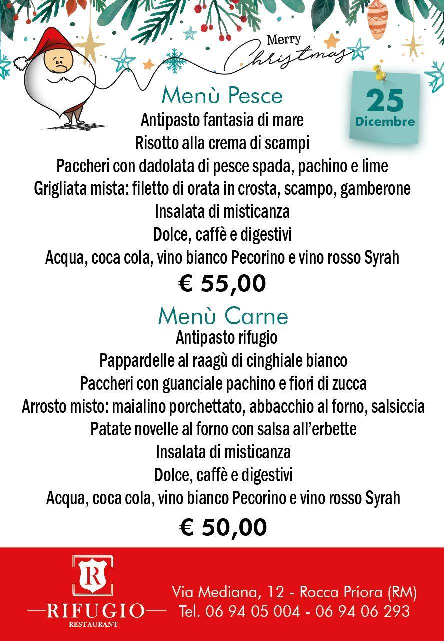 Menu di Rifugio Restaurant 