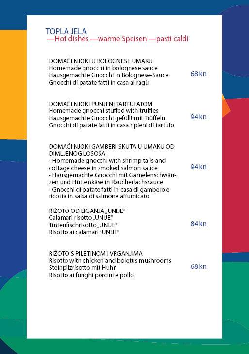 Menu di Botel Marina Rijeka 