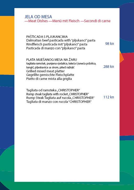 Menu di Botel Marina Rijeka 