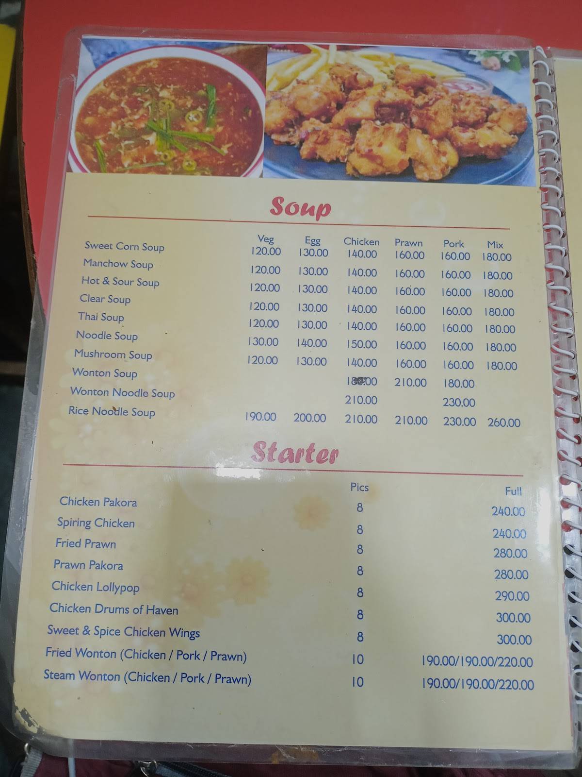 Rinki Restaurant menu