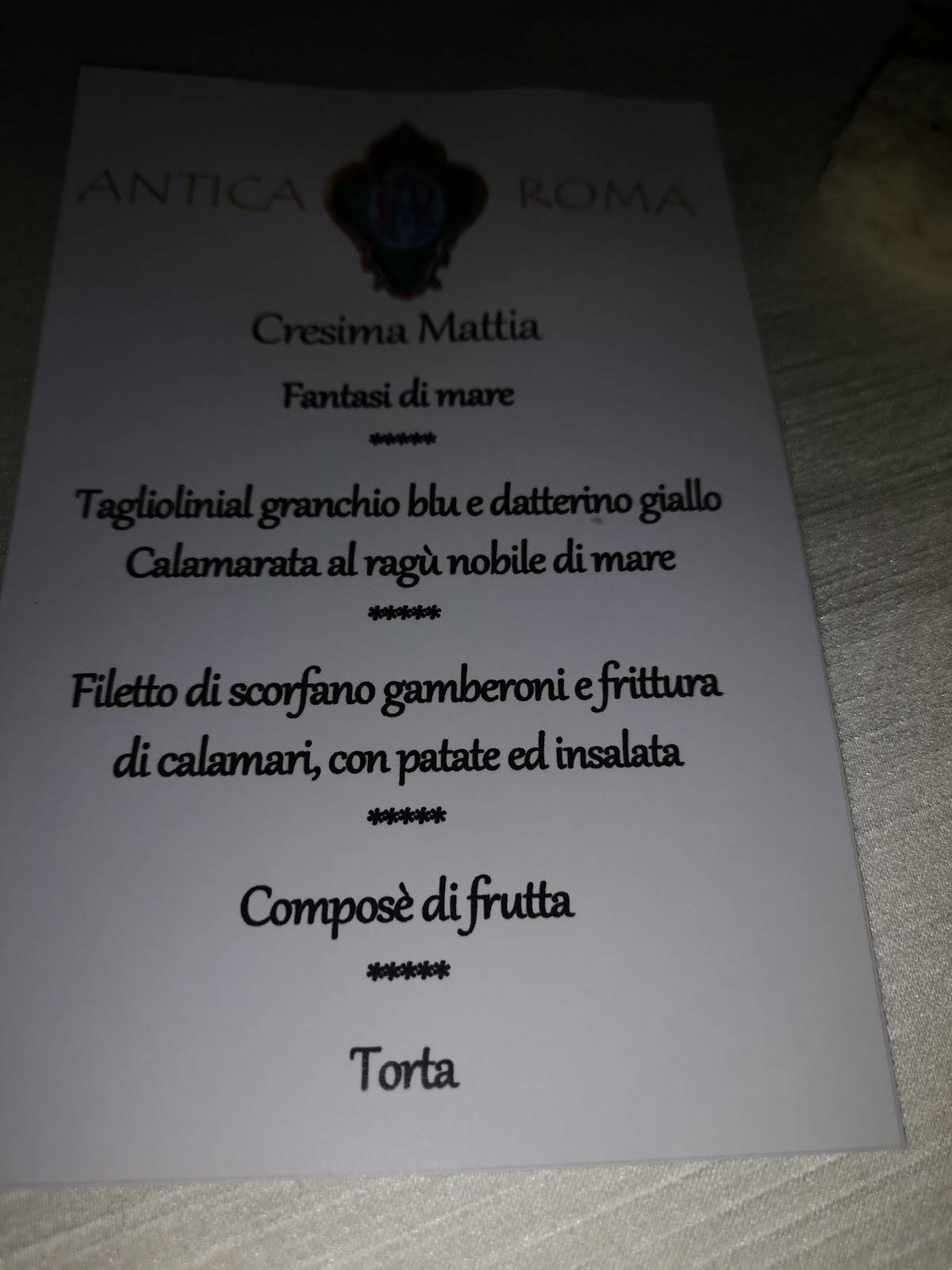 Menu di Ristorante "Antica Roma" 
