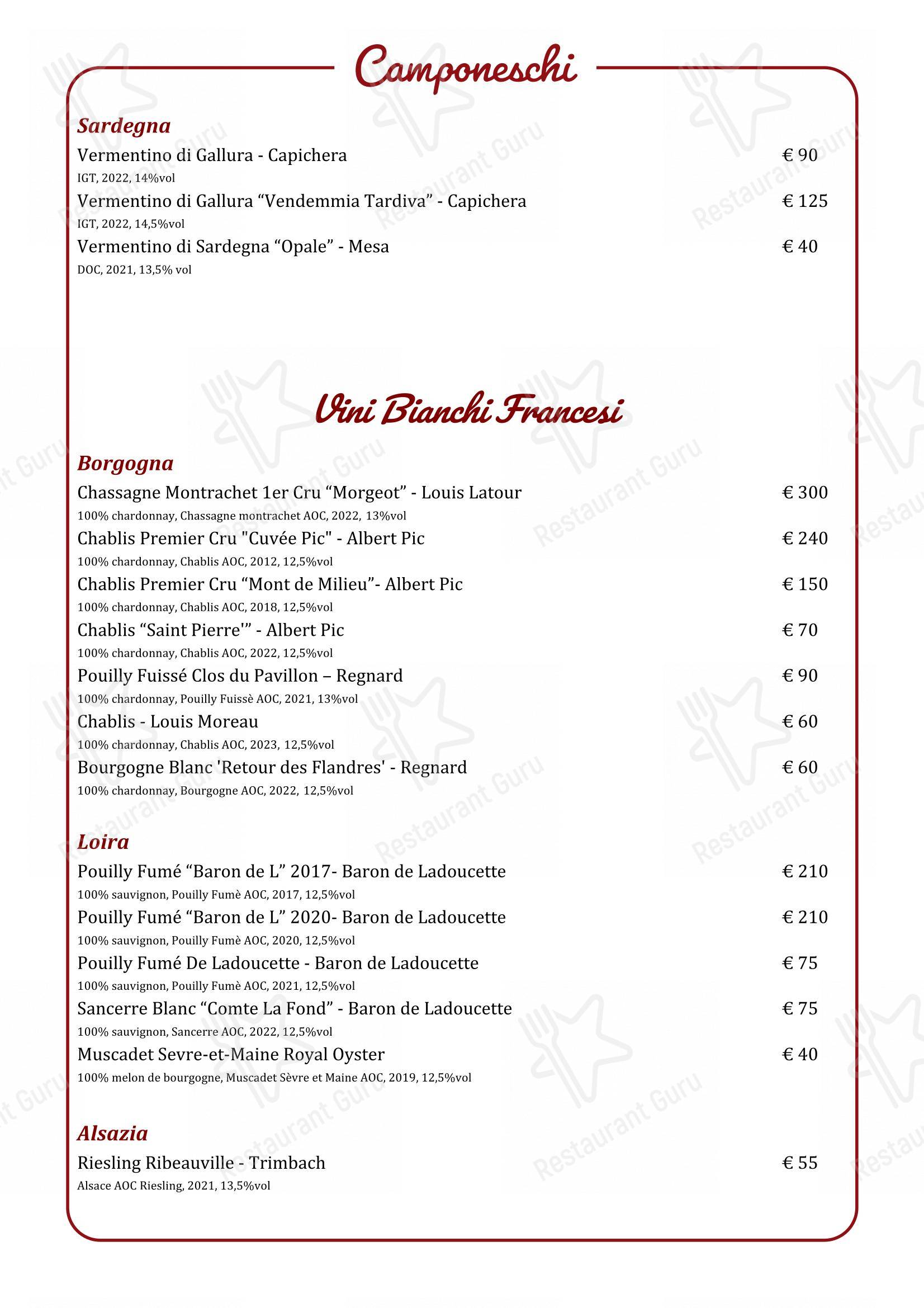 Menu pour Ristorante Camponeschi - Menu