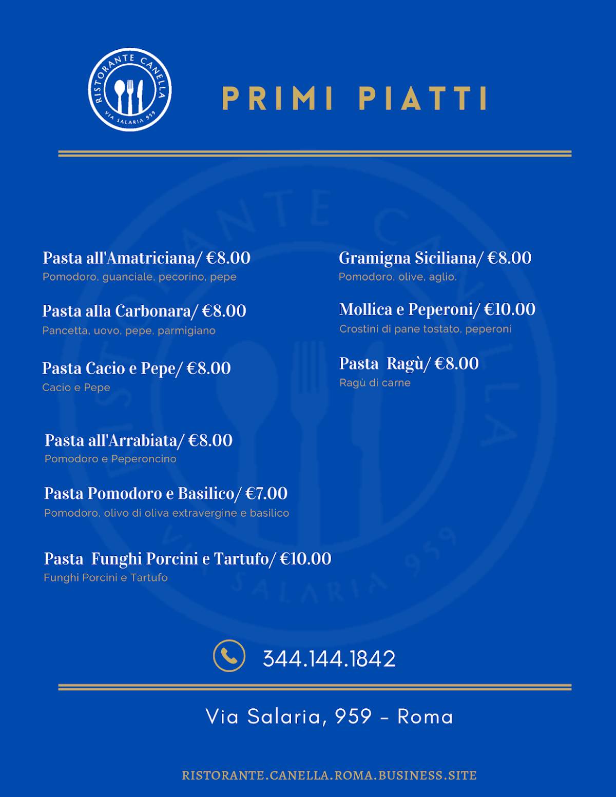 Menu di Canella Caffe Ristorante 