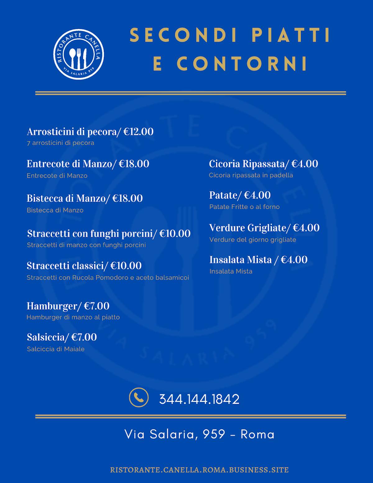 Menu di Canella Caffe Ristorante 