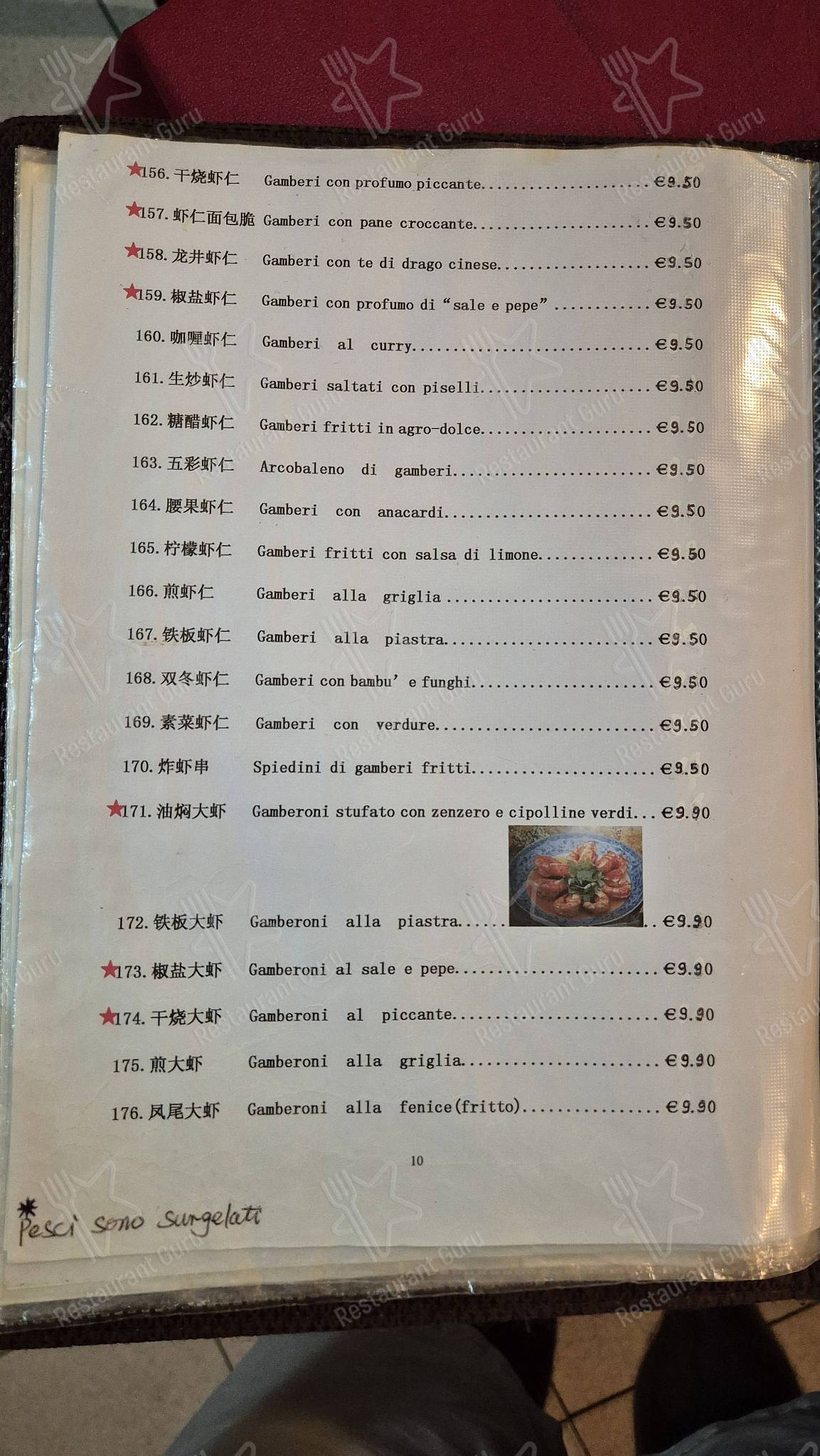 Menu di Celebrità - pasti e bevande