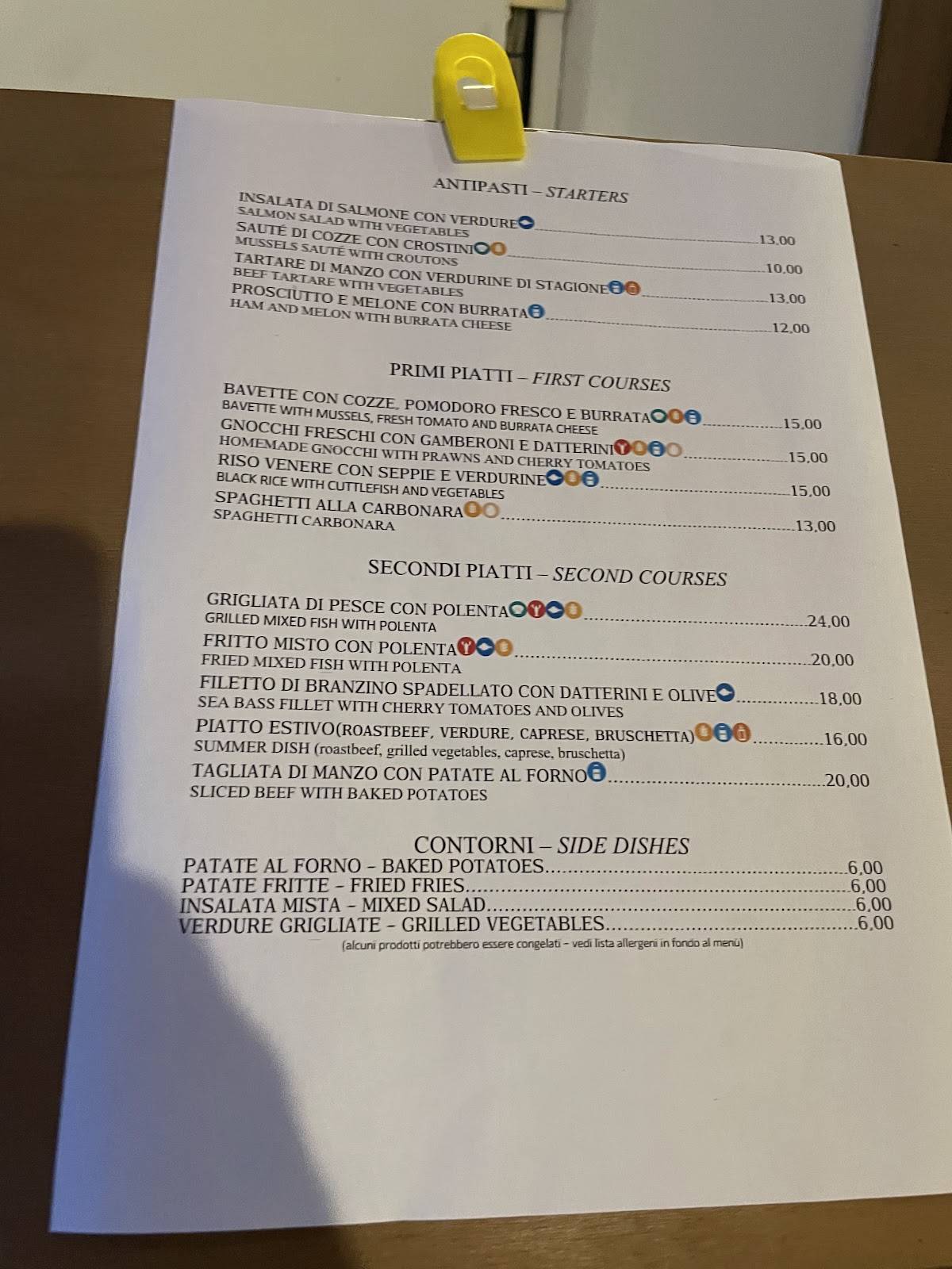 Menu di Ristorante Cellini 