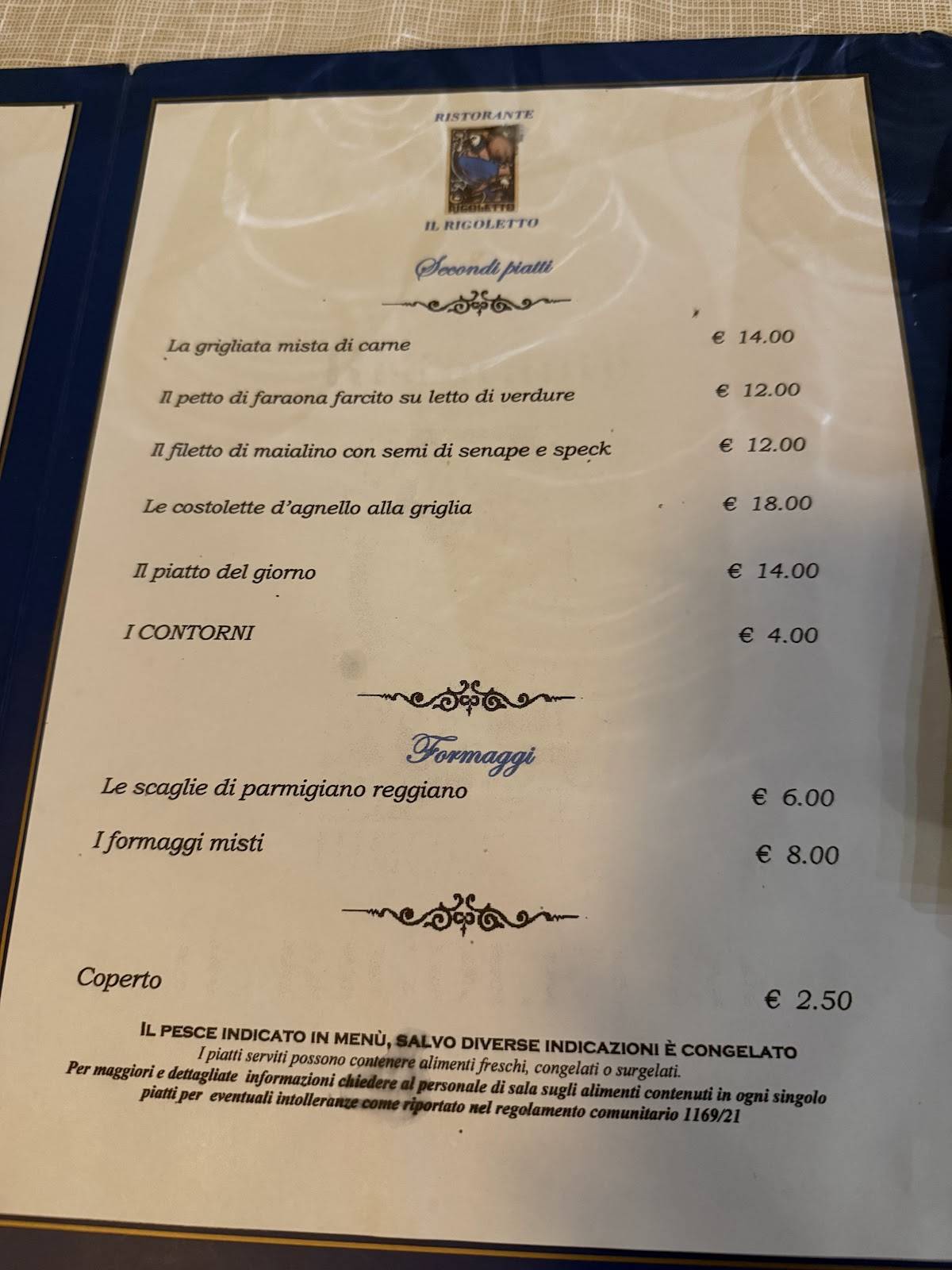 Menu di Ristorante Il Rigoletto 