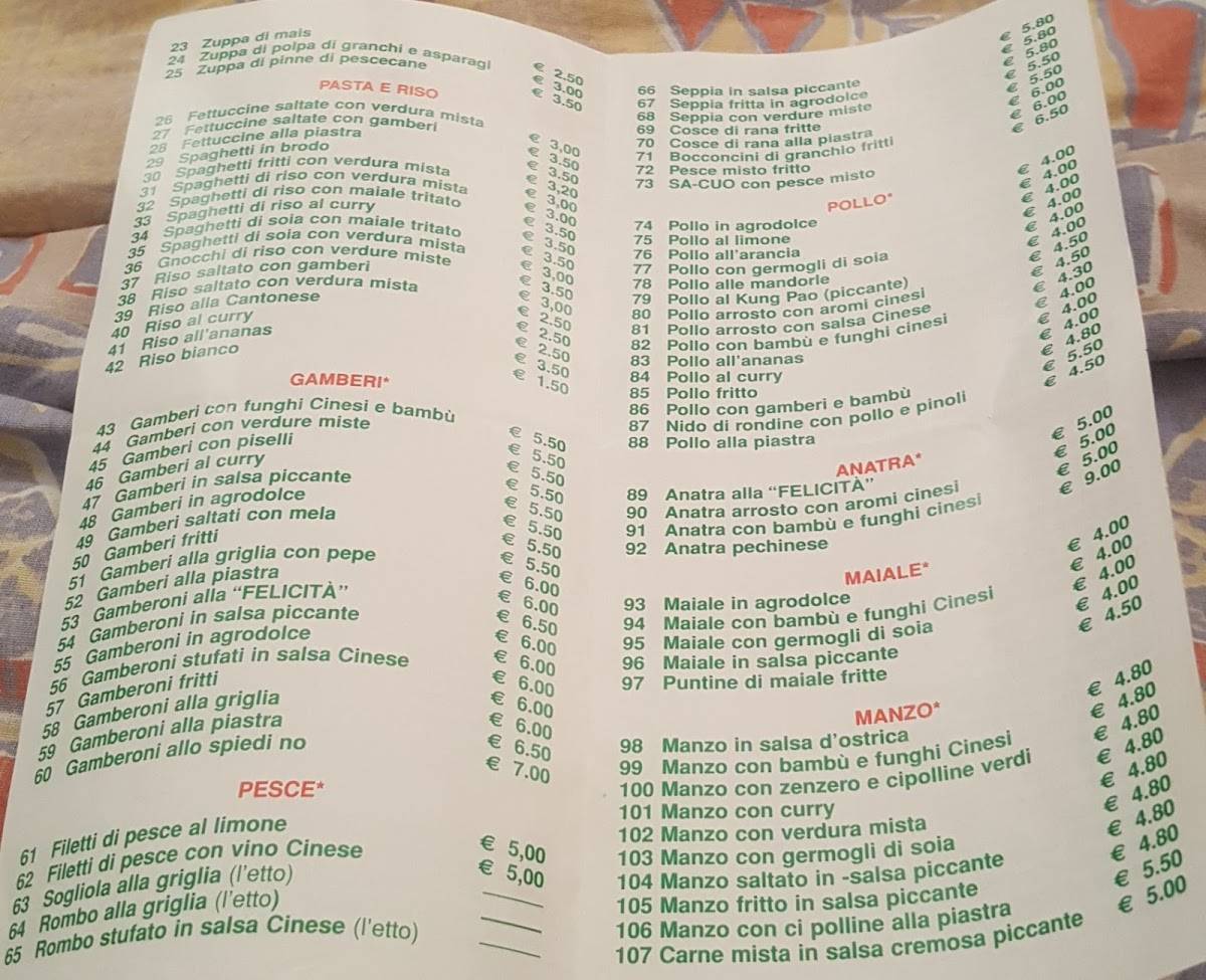 Menu di Ristorante La Felicita' 