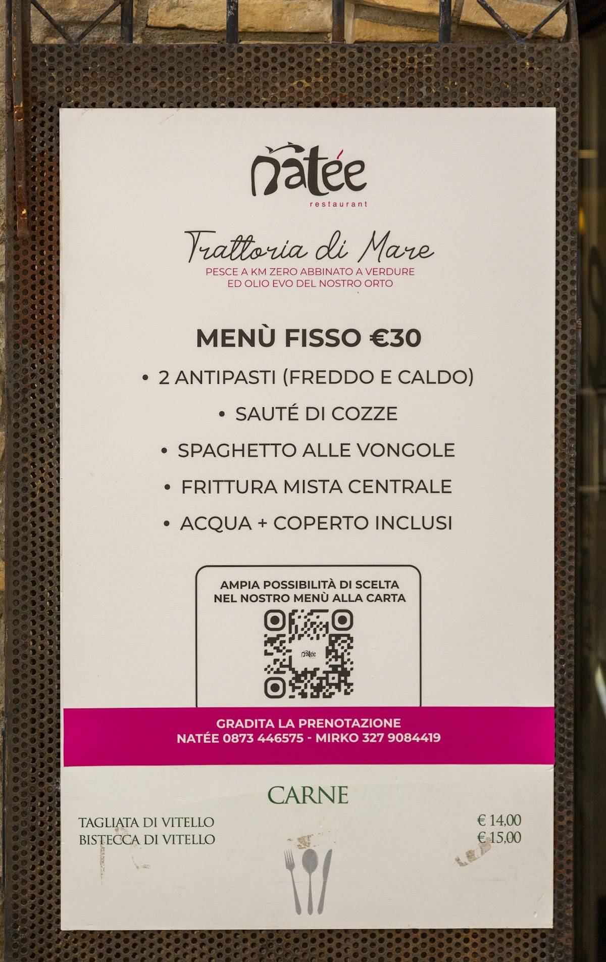 Menu di Natée Restaurant & Drink 