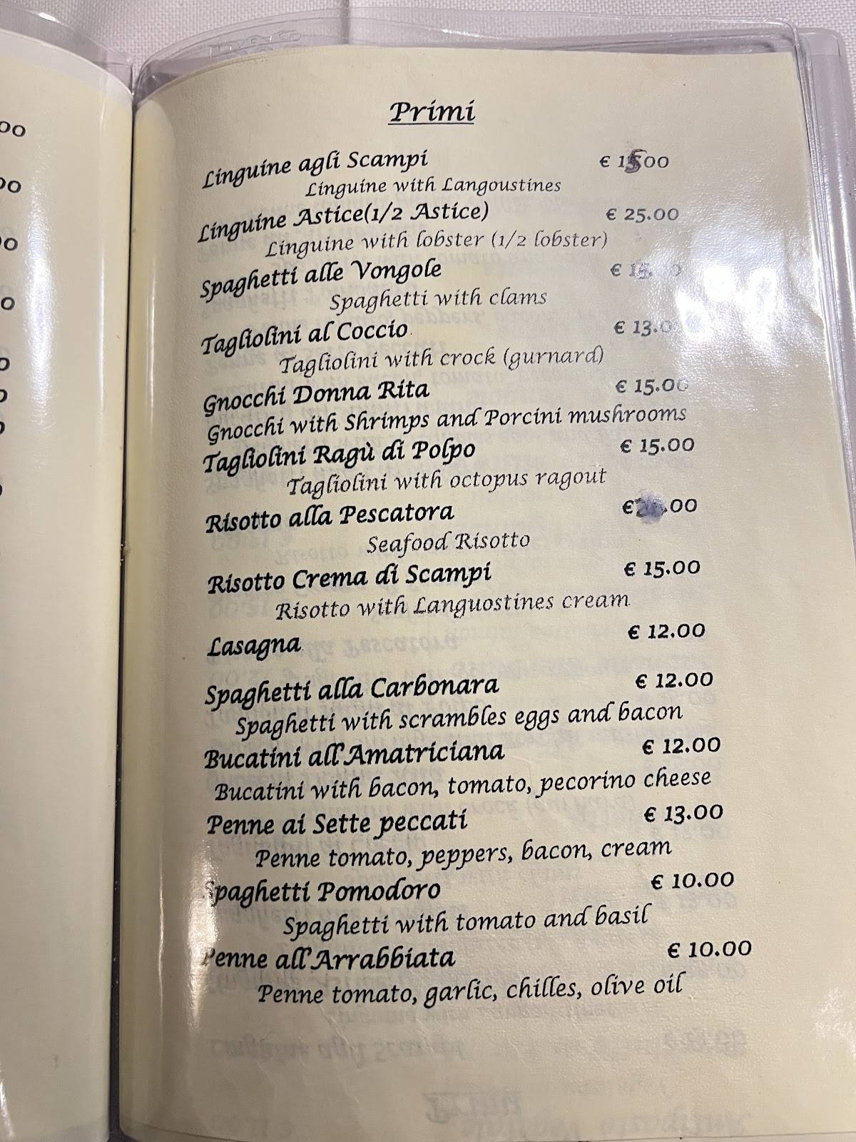 Menu di ristorante tema 
