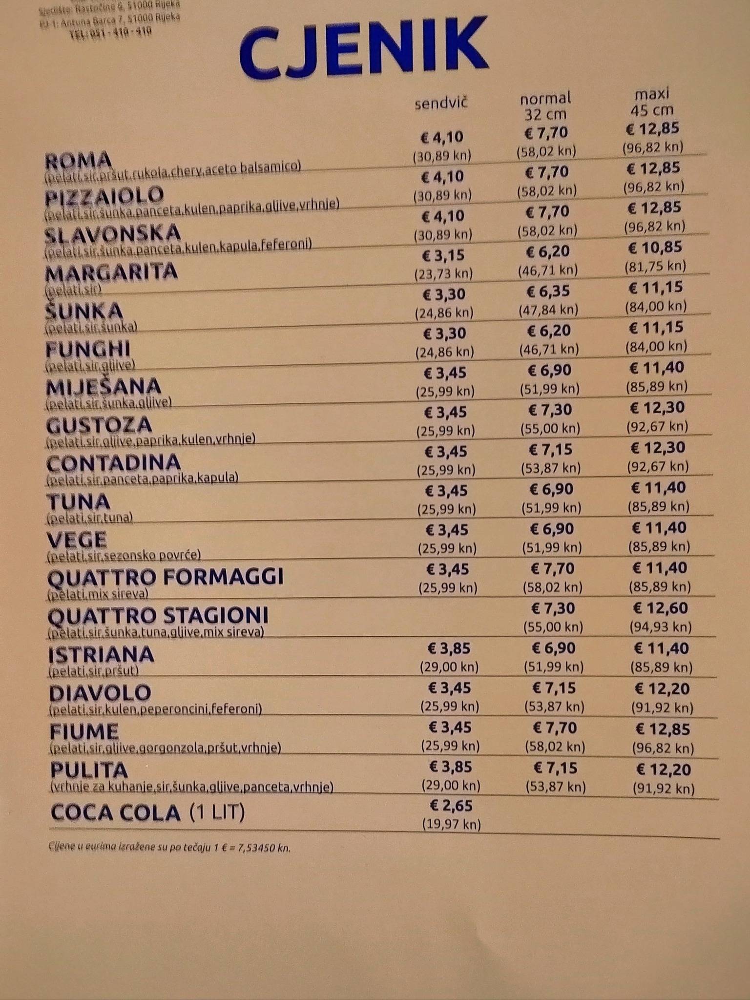 Menu di Roma 