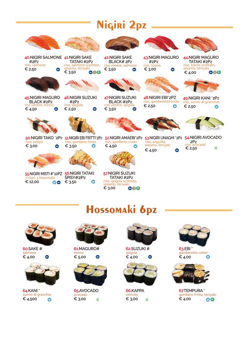 Menu de SUSHISSIMI