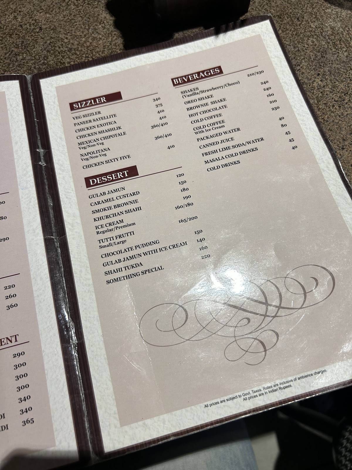 Moksha menu