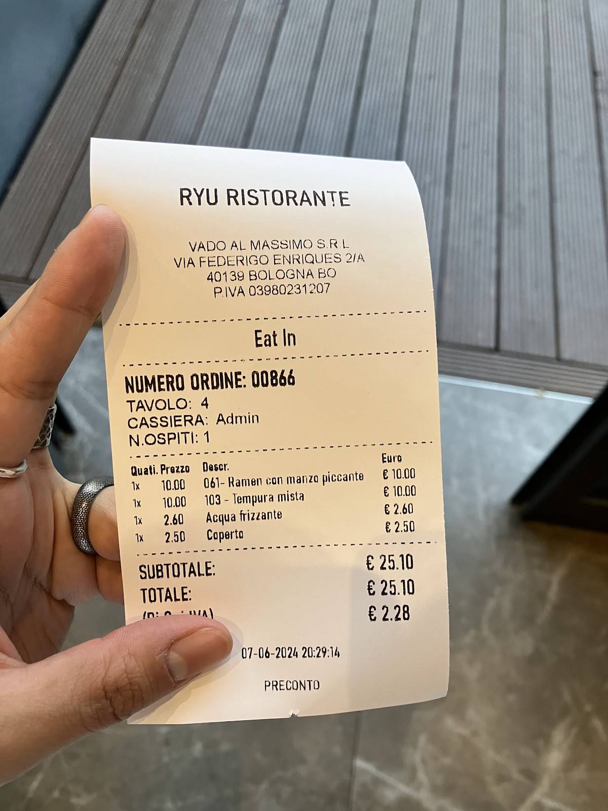 Menu di Ristorante Giapponese Ryu 