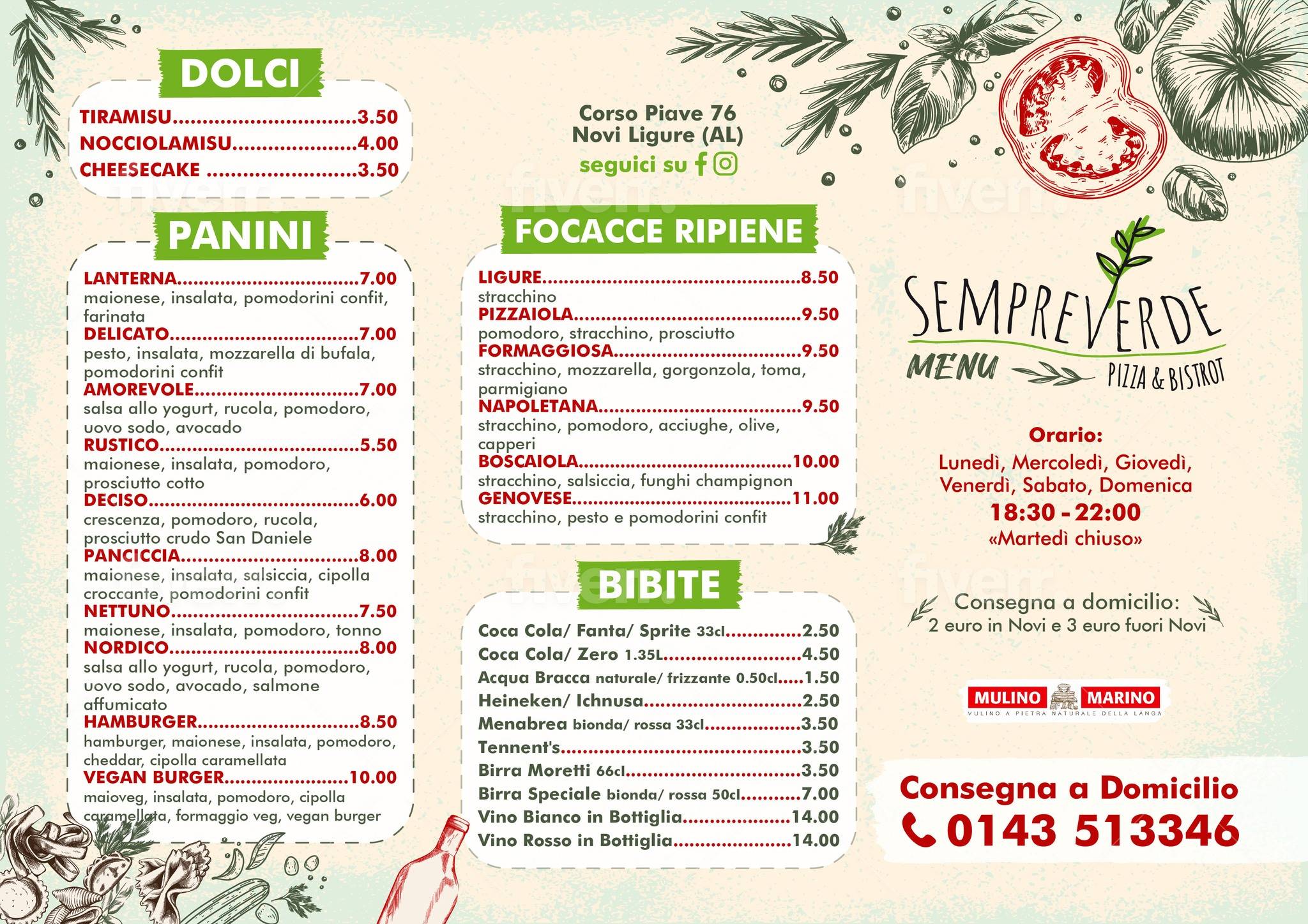Menu di Sempreverde 