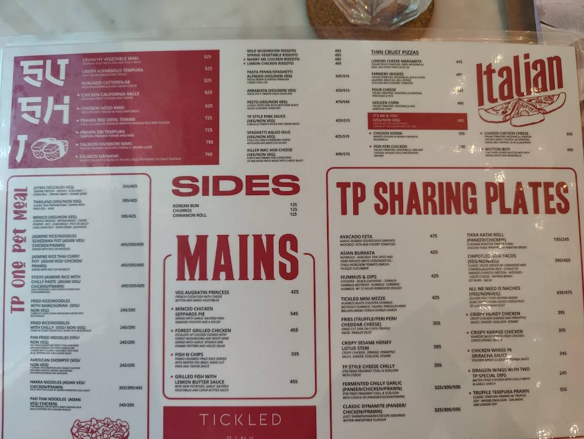 Tickled Pink Ranchi menu