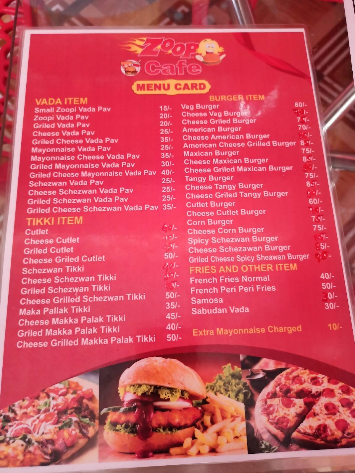 Zoop cafe menu