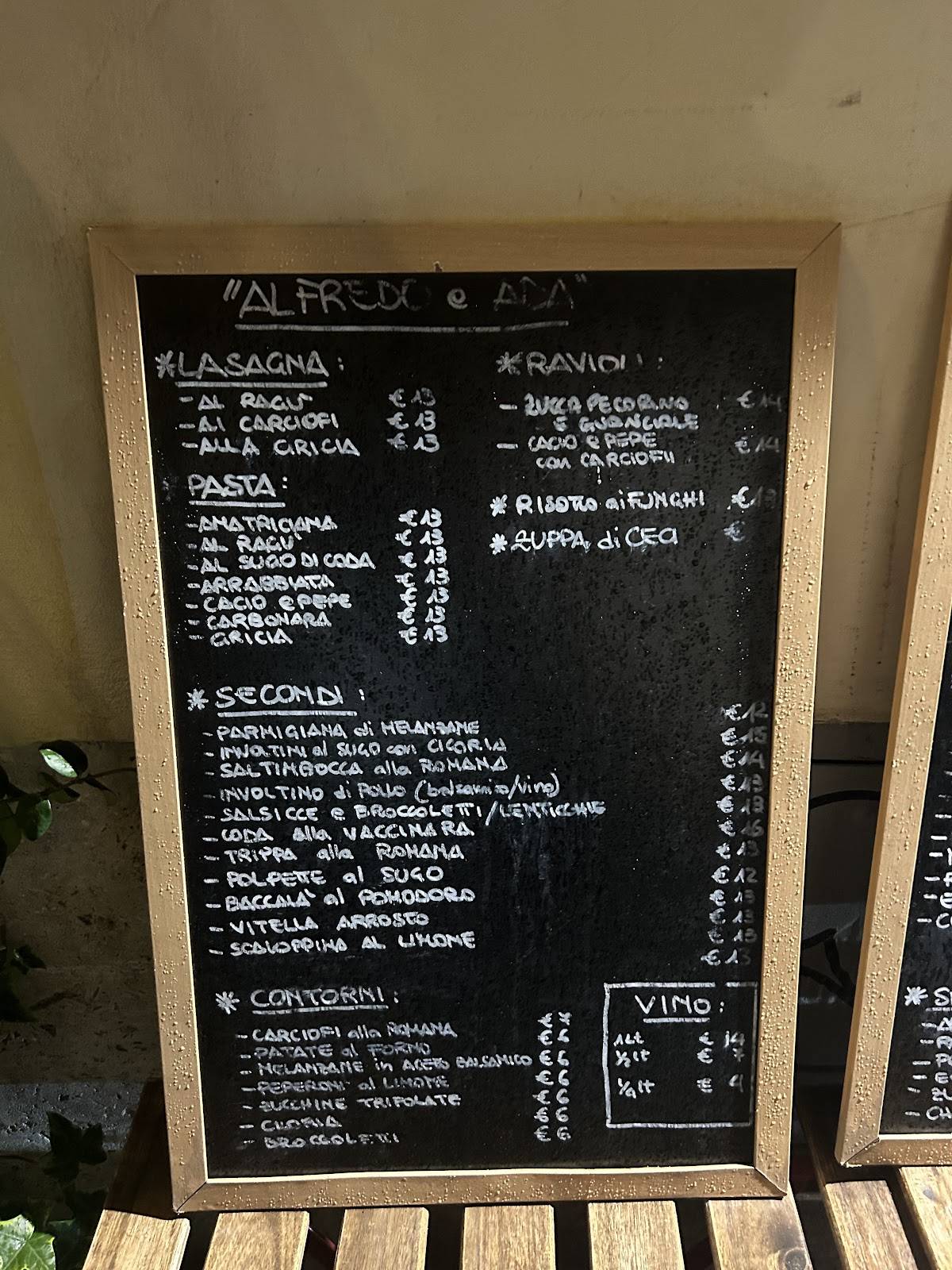 Menu di Alfredo e Ada 