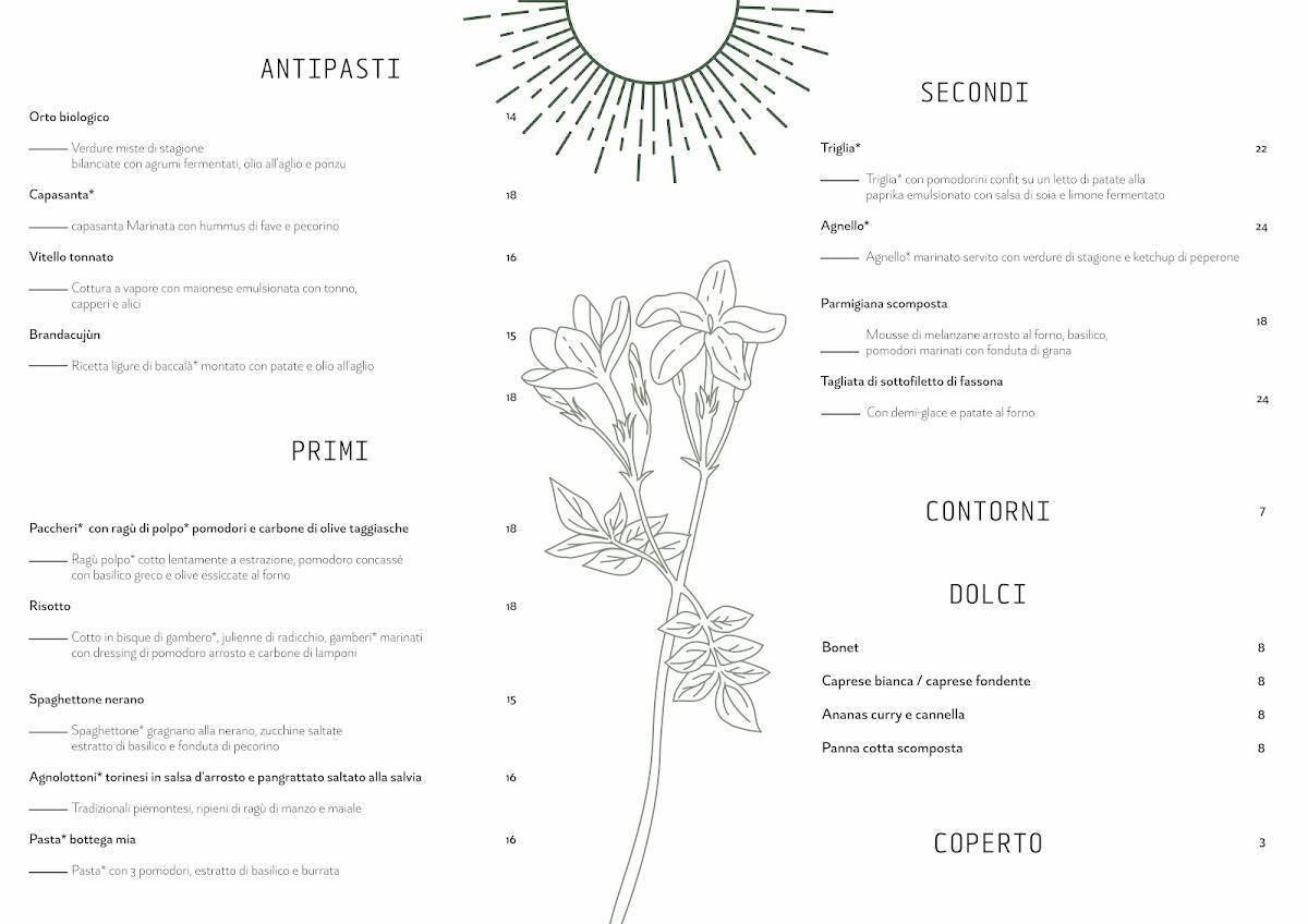 Menu di Bottega Mia 