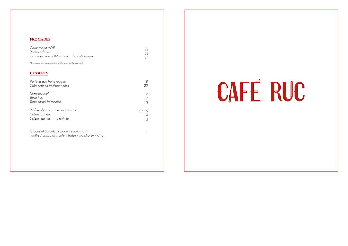 Menu de Café Ruc