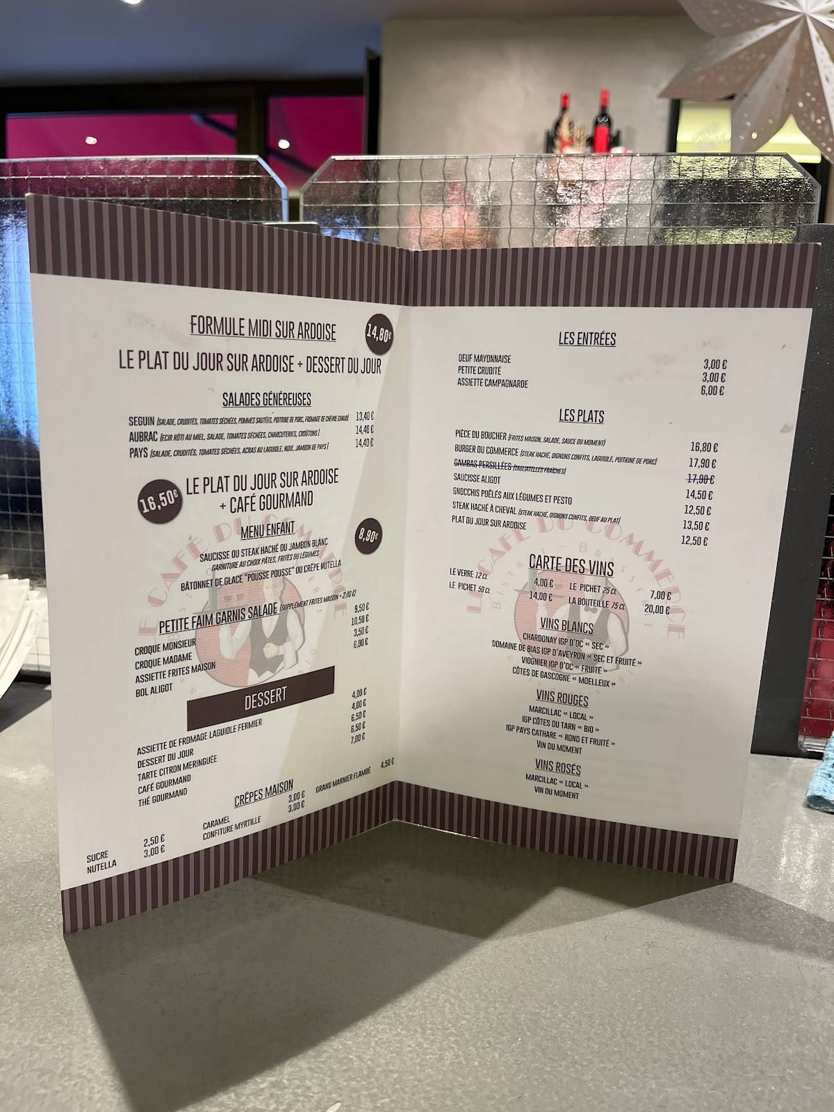 Menu de Café du Commerce