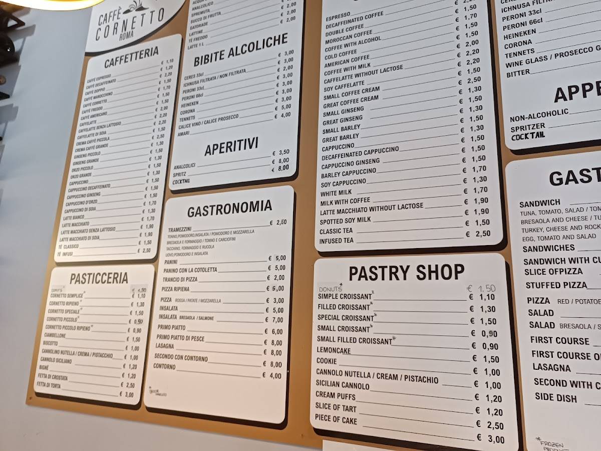 Menu di Caffè Cornetto Roma 