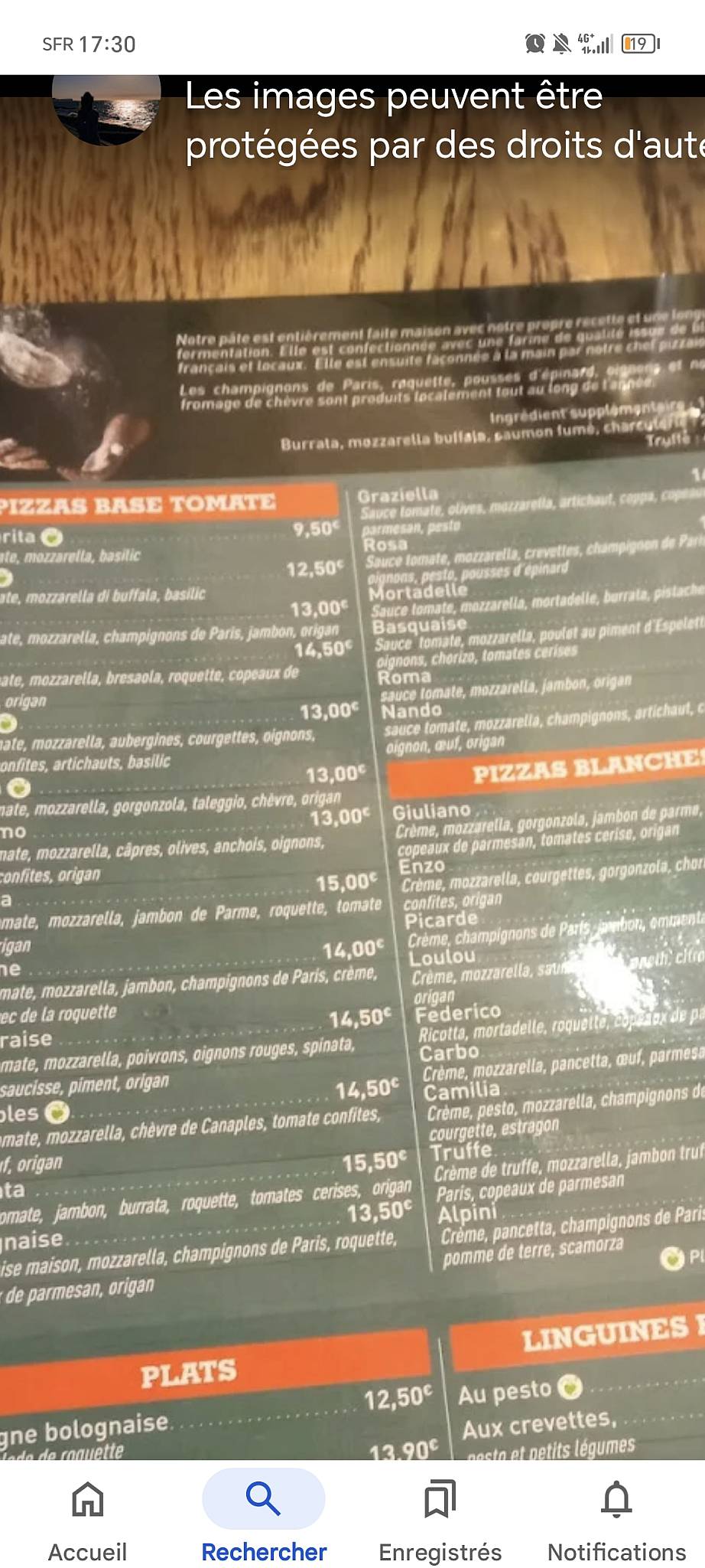 Menu de Chez Rosa