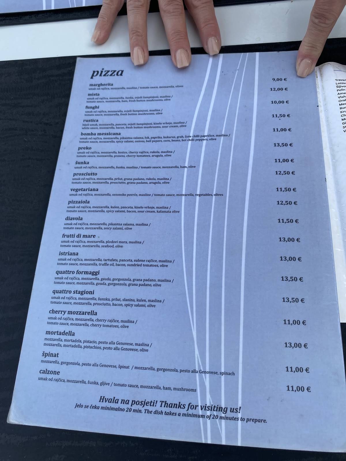 Menu di Čoko Roko 