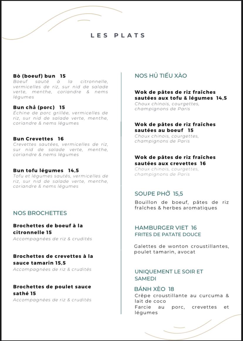 Menu de Entre Deux Rives