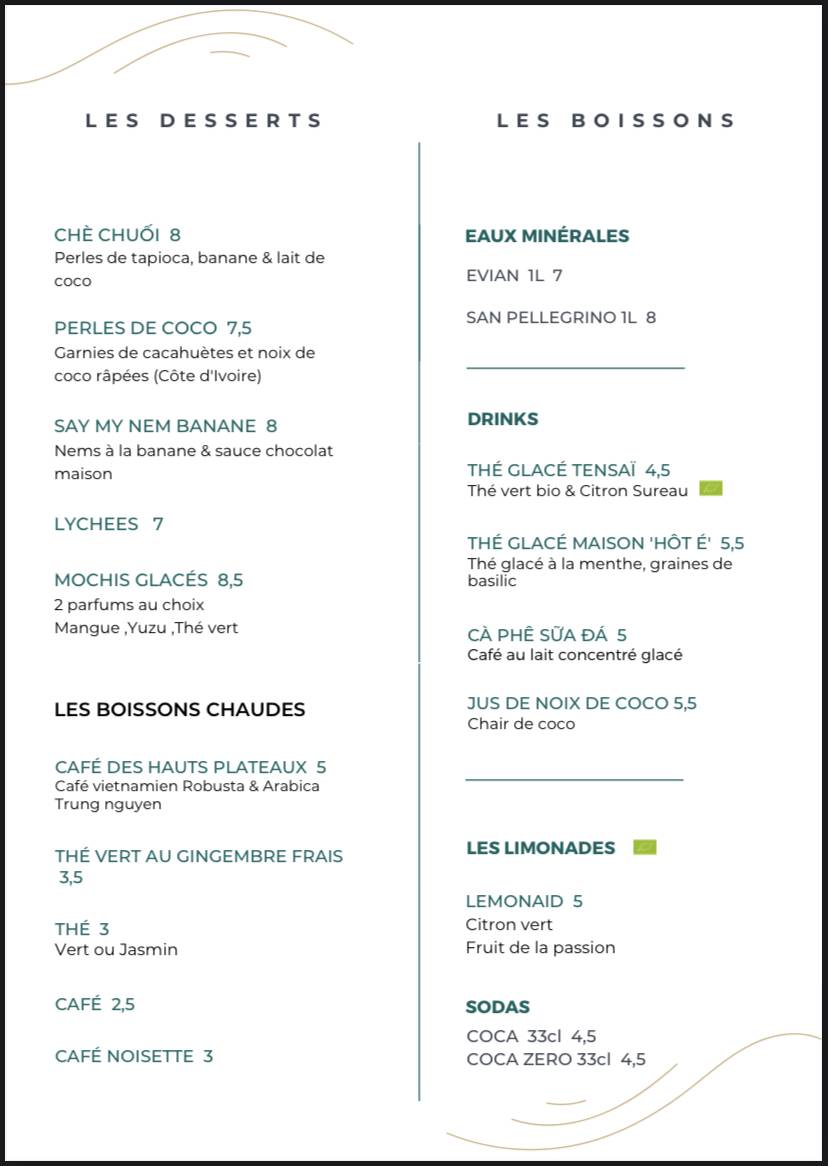 Menu de Entre Deux Rives
