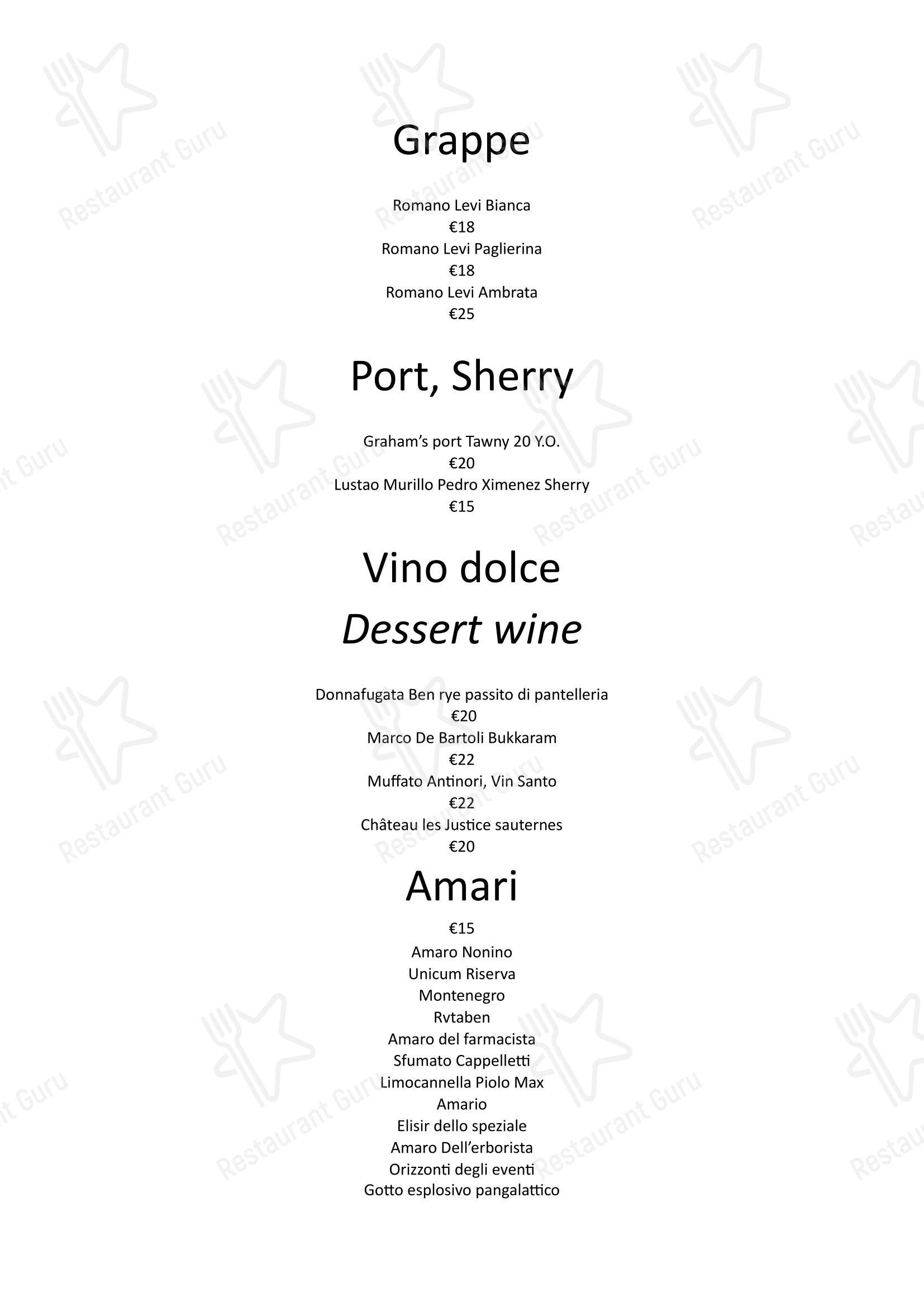 Menu bar per Il Bar della Musa in Roma