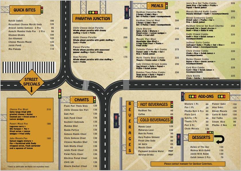 Rajdhani Street R-Mall, Thane menu