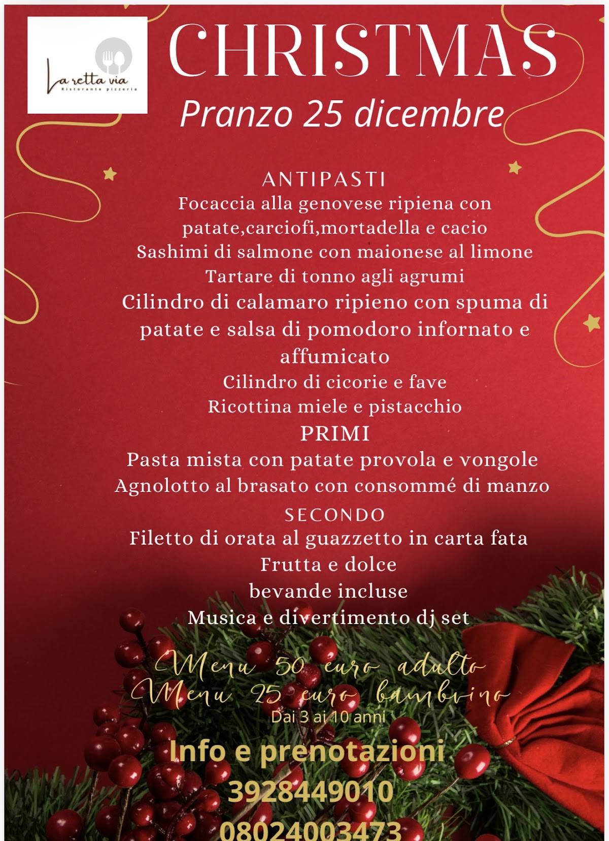 Menu di La Retta Via 