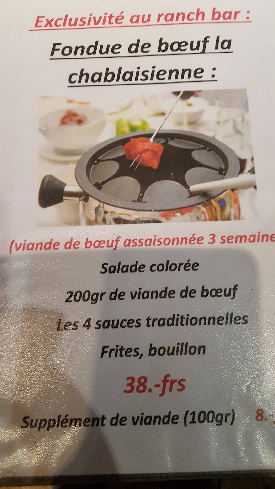 Menu de Le Ranch