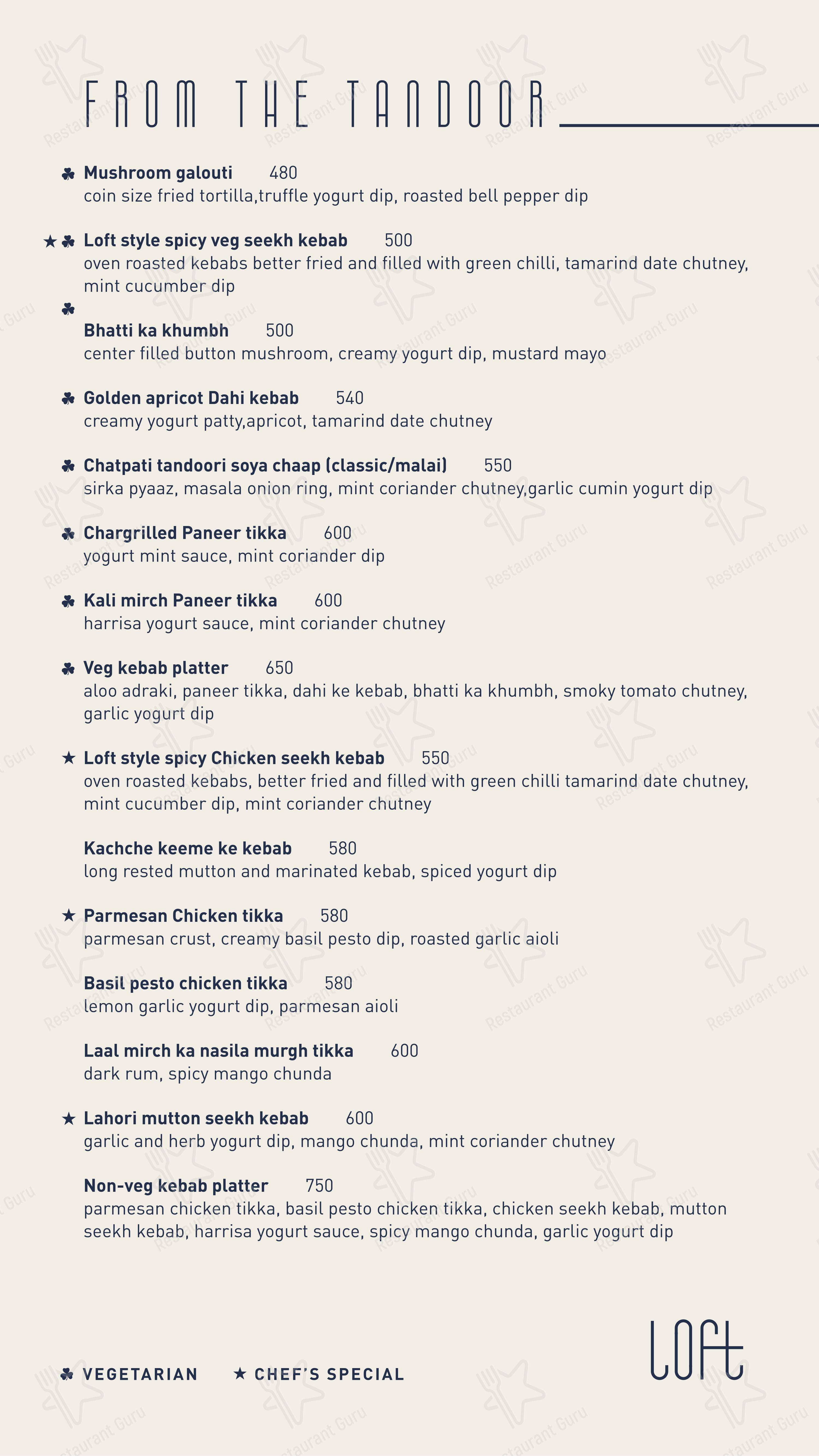 Menu for Loft - Rooftop Lounge in Udaipur