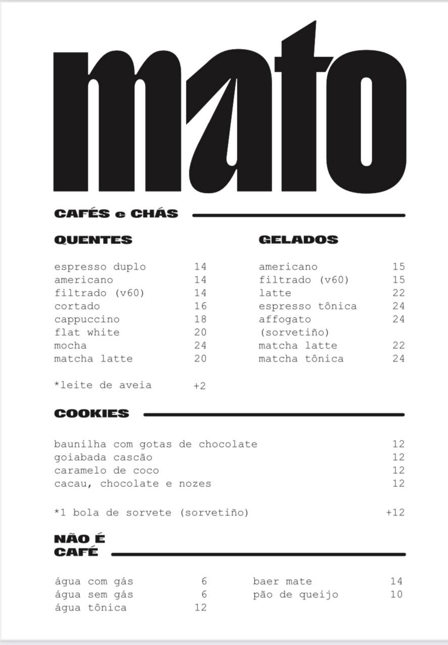 Mato Café cardápio