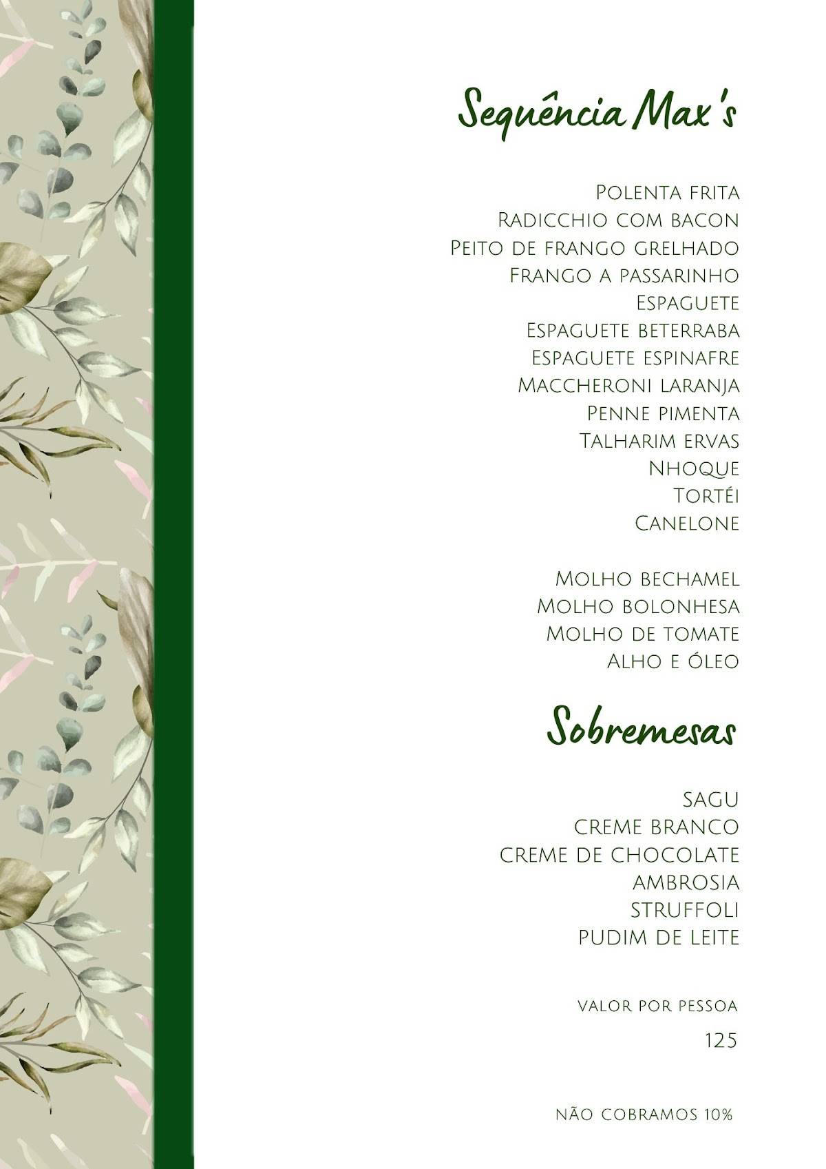 Restaurante Italiano Max's Ristorante cardápio